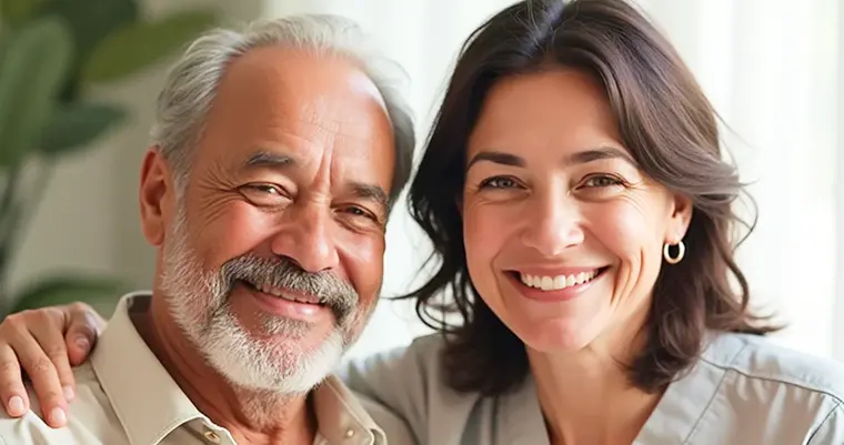 An elderly man and a young woman