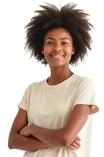 Smiling Black woman with arms crossed, possibly a caregiver in Pittsburgh, PA.