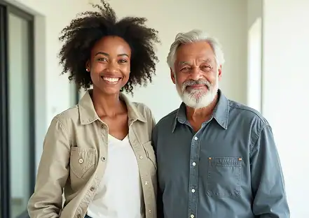 Woman with home care provider in Lehigh Valley, PA, smiling.
